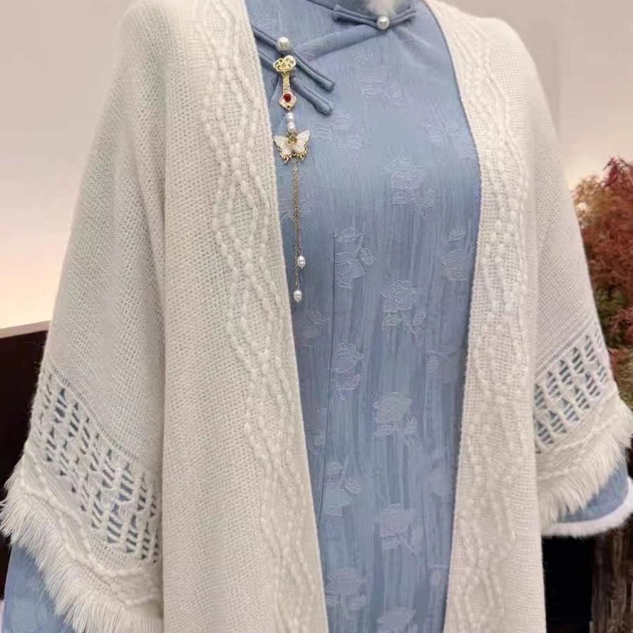 Cheongsam Shawl Paired with Cheongsam Jacket Cape Red Versatile Cardigan for Everyday Wear 2025 New Style
