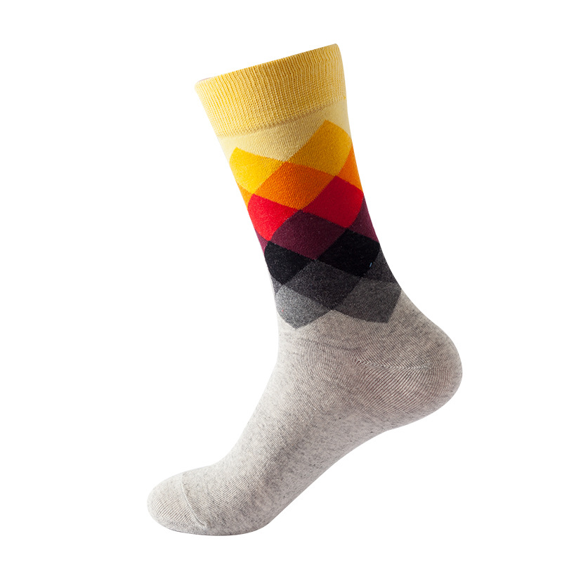 Chaussettes mi-mollet style Ins 2025d pour femme, motif losanges, tendance, unisexes, pour homme_voghion.com