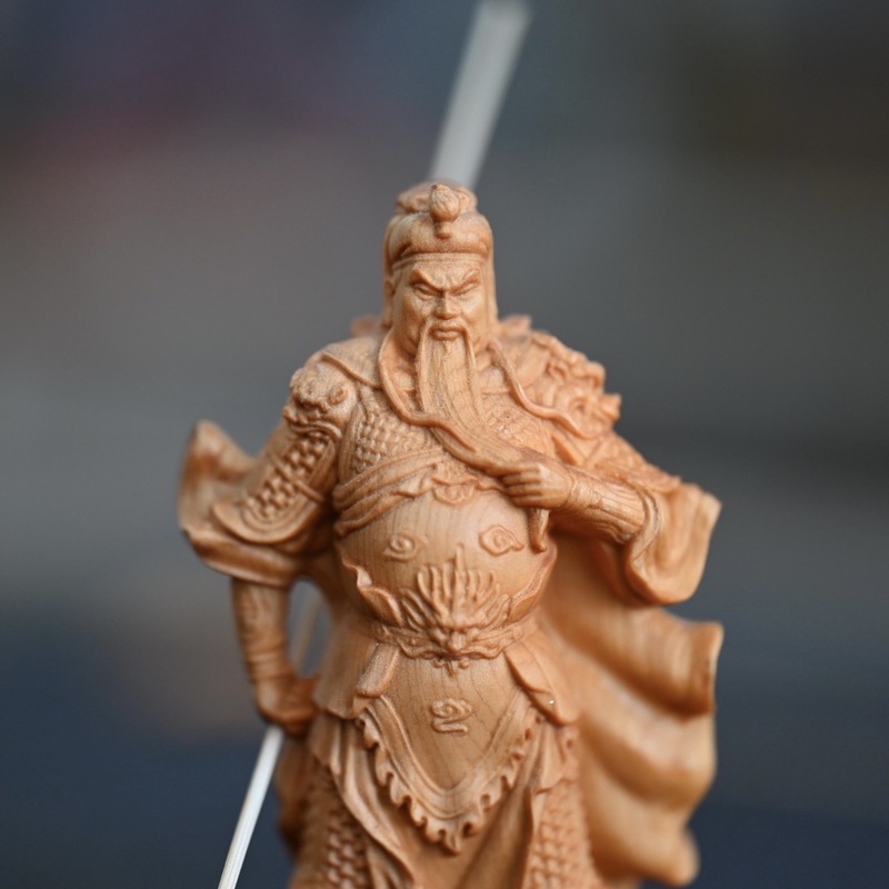 崖柏黄楊木彫り関公関羽武財神関二爺客間オフィス装飾品置物|undefined