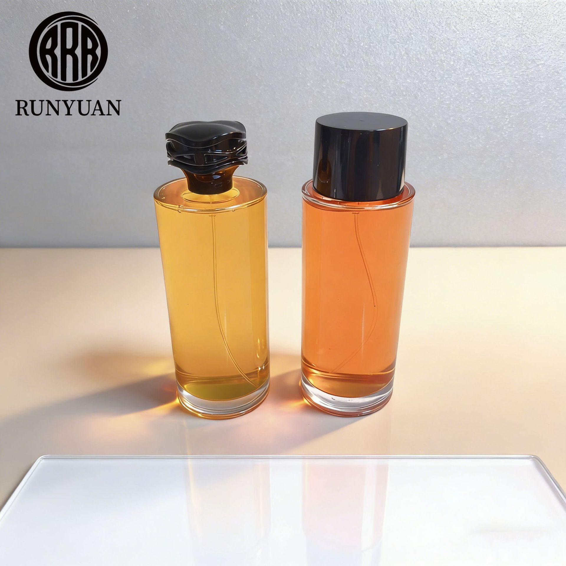 现货圆柱perfume bottle喷色烫印 高级按压细喷雾250ml香水瓶玻璃