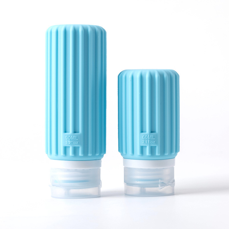 Viaje de silicona botella de 60ml 90ml gran capacidad conjunto de presión a prueba de fugas botella de almacenamiento de cosméticos nueva