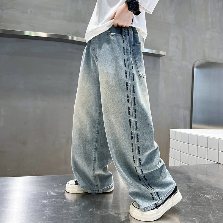 QX7210 Hellblaue Denim-Prinzessinnenhose Neue europäische und amerikanische Jeans für Kinder_voghion.com