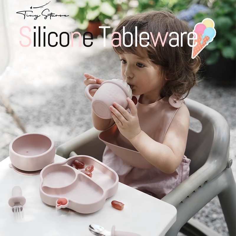 Tinystarse Ice Cream Baby Infant Kidsren's Tableware Food Bowl and Plate Meat Gift First Birthday Gift Box