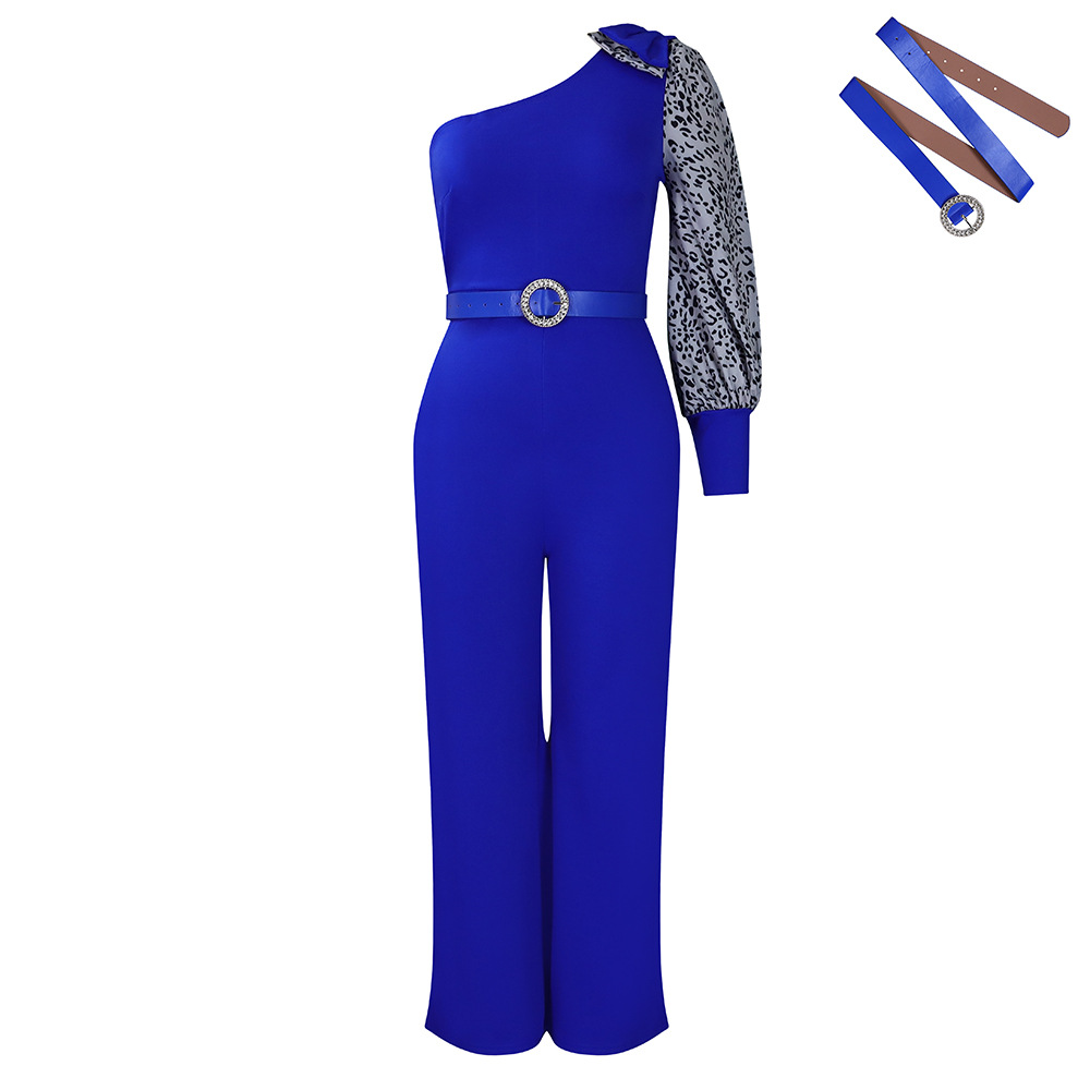 Women's Clothing Slanted Shoulders Sexy Waist Waist Temperament Wide Leg_voghion.com