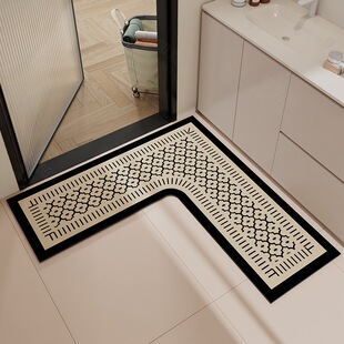 Simple L-type Diatom Mud Mat Bathroom Strong Absorbent Household Anti-slip Mat Toilet Door Entrance Dirty-resistant Foot Mat