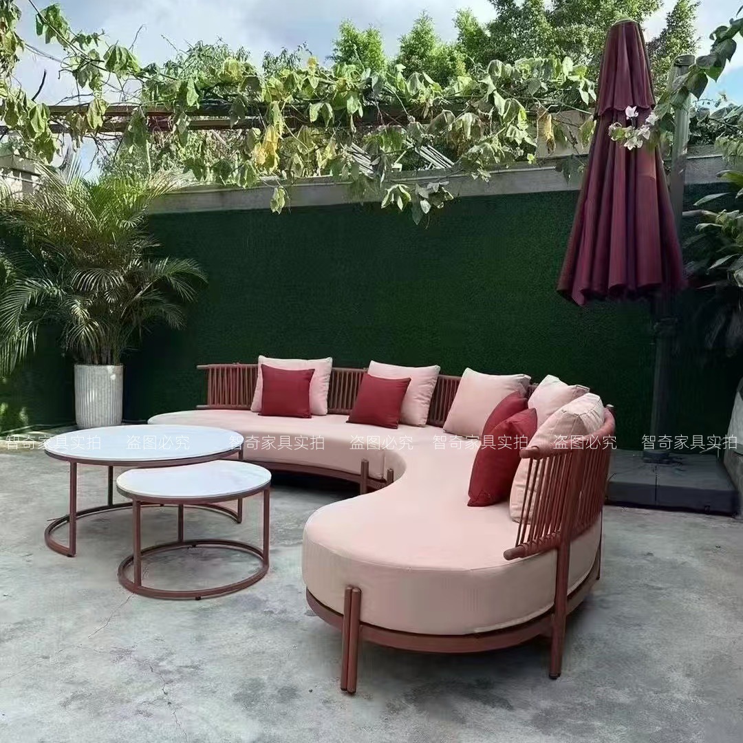 sofá al aire libre arqueado hotel villa patio al aire libre impermeable antioxidante sofá de cuerda de tracción