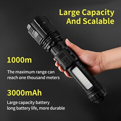 クロスボーダー新型大型強光懐中電灯多機能サイドライトフラッシュアウトドア耐久照明大懐中電灯