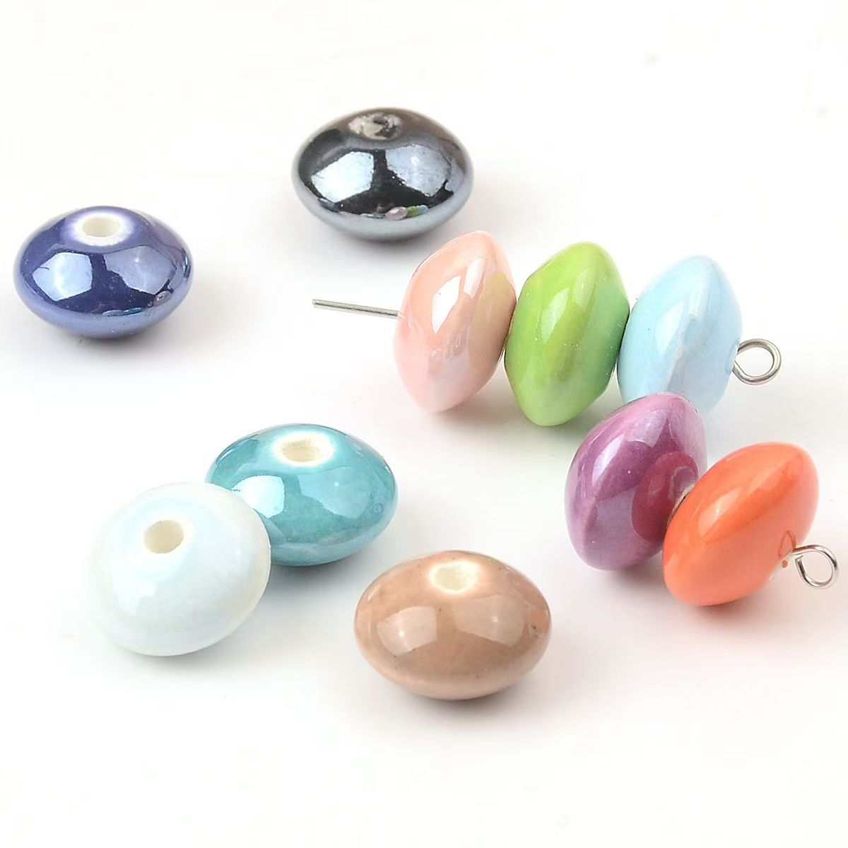 Cerámica de color simple perlada cara de pez cinco pétalos perlas de flores perlas sueltas diy accesorios de decoración de brazalete de cuentas hechas a mano