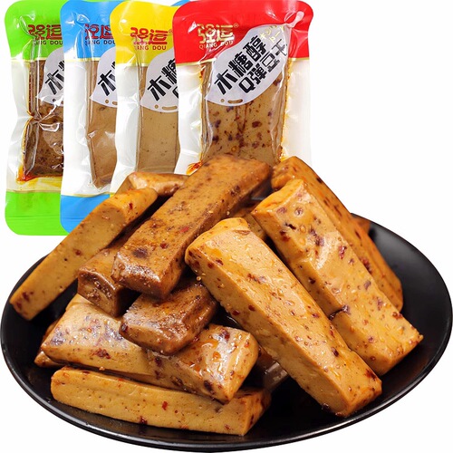 Xylitol Q-Tastic Dried Tofu with Five-Spice and BBQ Flavor, Chongqing Specialty Snack, Small Pack, Healthy Snack for Diabetics