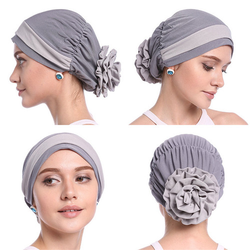 Fashionable two-color disc flower hat chemotherapy cap small cap bottoming cap H133