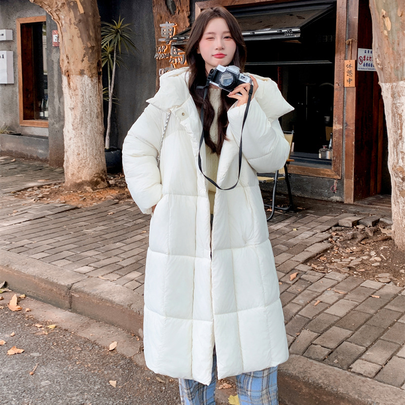 2024 invierno nuevo estilo coreano vintage relajado estilo de viento de pluma multigüedad abrigo de algodón de pluma media y larga ropa de pan mujer