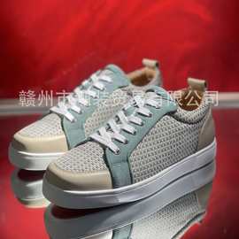 cl andgz男鞋拼色编织纹方头低帮红底鞋女鞋运动休闲板鞋情侣鞋