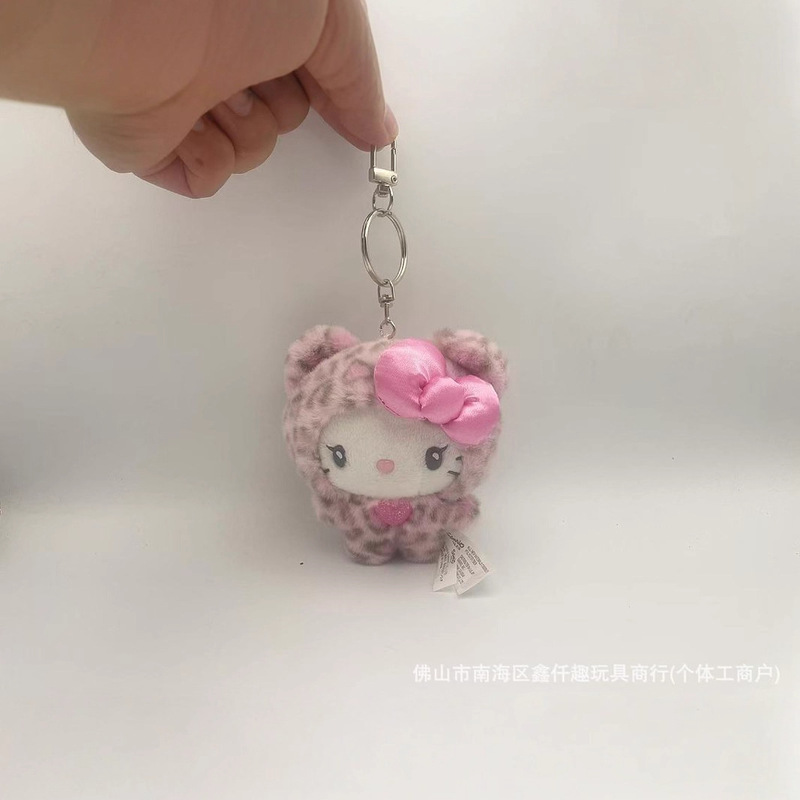 ハローキティ ピンク ヒョウ柄 キーホルダー バッグ ペンダント Sanlio かわいいペンダント ぬいぐるみ 日本製|undefined