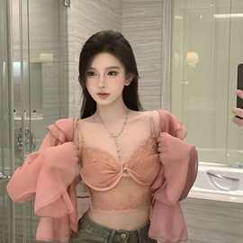 醉窖性感蕾丝内搭吊带背心外穿辣妹钢圈上托鱼骨聚拢内衣薄款上衣