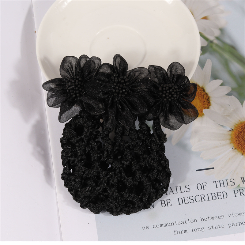 Fábrica en Stock Red de pelo enfermera tocado flor pelo red trabajo profesional Corea del Sur hotel Banco updo pelo clip neto de bolsillo al por mayor