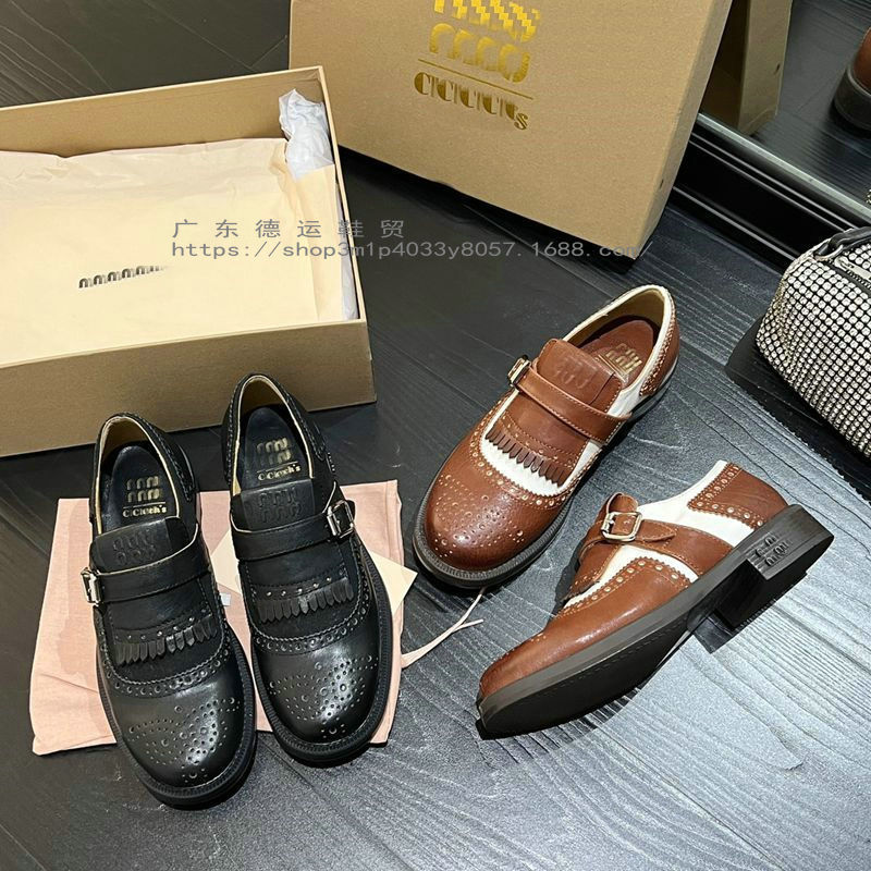 炸街款！莞产高端纯原英伦风复古流苏雕花皮带搭扣小皮鞋乐福鞋女|undefined