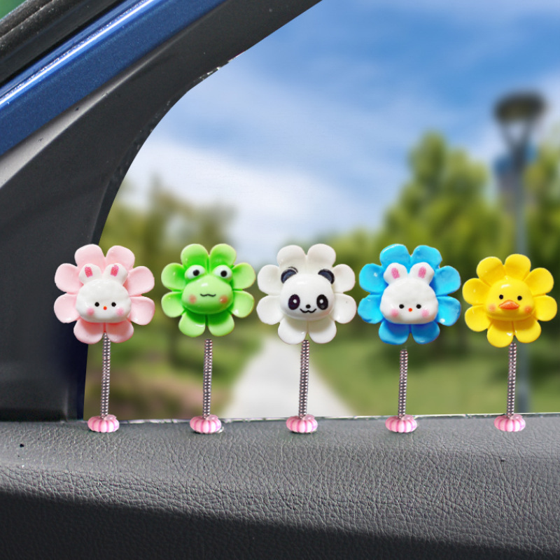 [Explosión] 2023 verano nuevo adorno de coche flor de cabeza sacudida pequeño animal adorno de coche adornos de primavera lindo