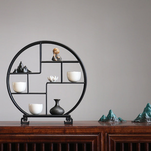 Exhibition Rack Small Bogu Rack Iron Ornaments Chinese Hallway Rack Antique Duobaoge Teapot Tea Set Rack Small Duobaoge