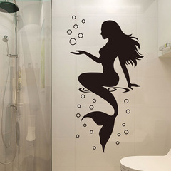 FX2052美人魚泡泡浴室衛生間玻璃門窗美化裝飾牆貼紙自粘批發