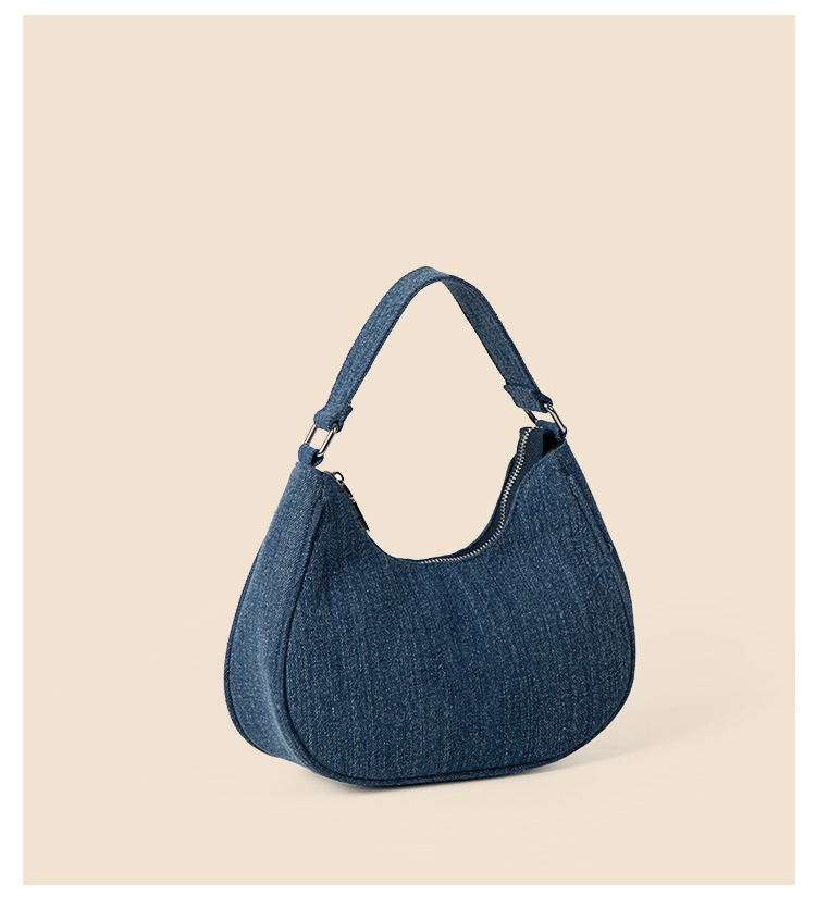 New women's summer versatile denim bag with a sense of luxury, fashion trend, semi-circular handbag for work and_voghion.com