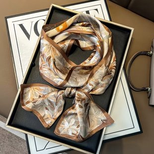 [100% mulberry silk] stylish temperament double-sided silk ribbon scarf long scarf scarf women