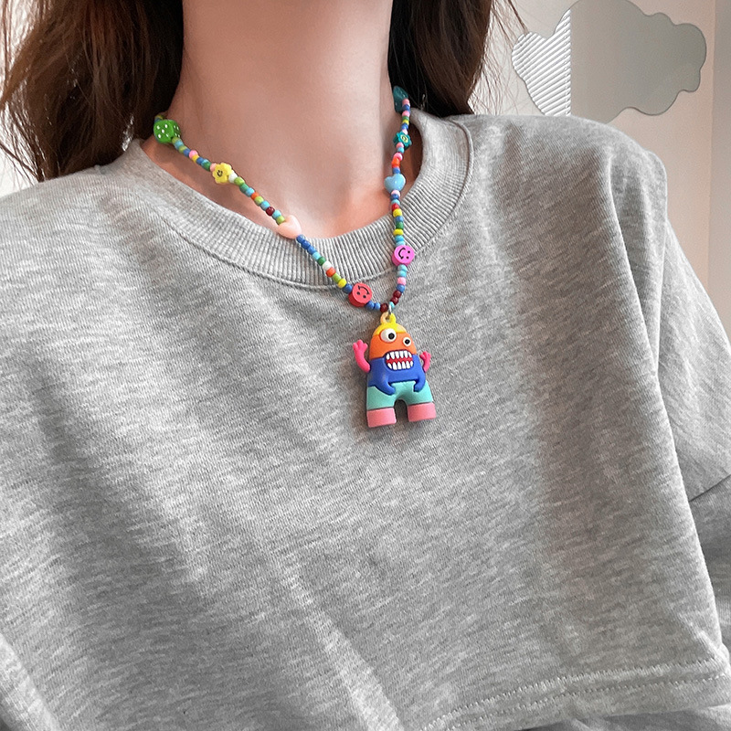 Cartoon Style Cartoon Plastic Resin Beaded Women's Pendant Necklace display picture 3