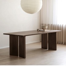 北欧实木长条会议桌现代简约办公桌椅黑胡桃木创意洽谈餐桌长方形