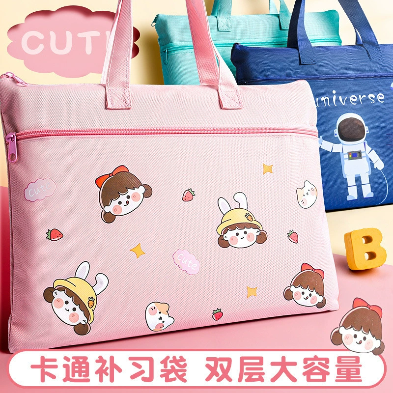 Cute linen bag, capacious study bag for folders, 2023