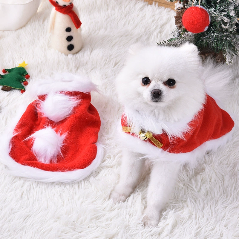 Трансграничная внешняя торговля собаки осенняя и зимняя одежда рождественский плащ кошачий колокольчик плащ кошачий маленький собачий зоопродукты