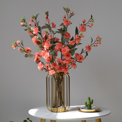 新中式仿真花絹花浪漫薔薇櫻花落地花藝婚禮家居裝飾擺件長山茶花