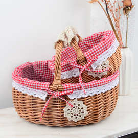 藤编收纳筐收纳篮购物篮小花篮礼品篮柳编水果篮手提买菜篮子田园