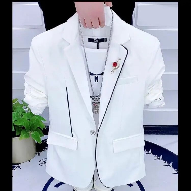 Casual Men's Suit Korean Style Trendy Youth Handsome Spring and Autumn Jacket Stylish Slim-Fit Fashion Suit Casual Men's Suit Korean Style Trendy Youth Handsome Spring and Autumn Jacket Stylish Slim-Fit Fashion Suit