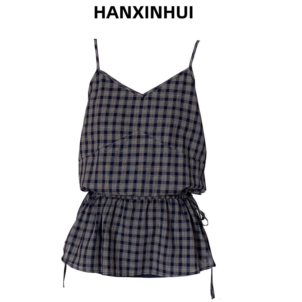 Свежие ремни и талия в клетку камзол жилет женский летом носить 2025 новый маленький повседневный топ темперамента