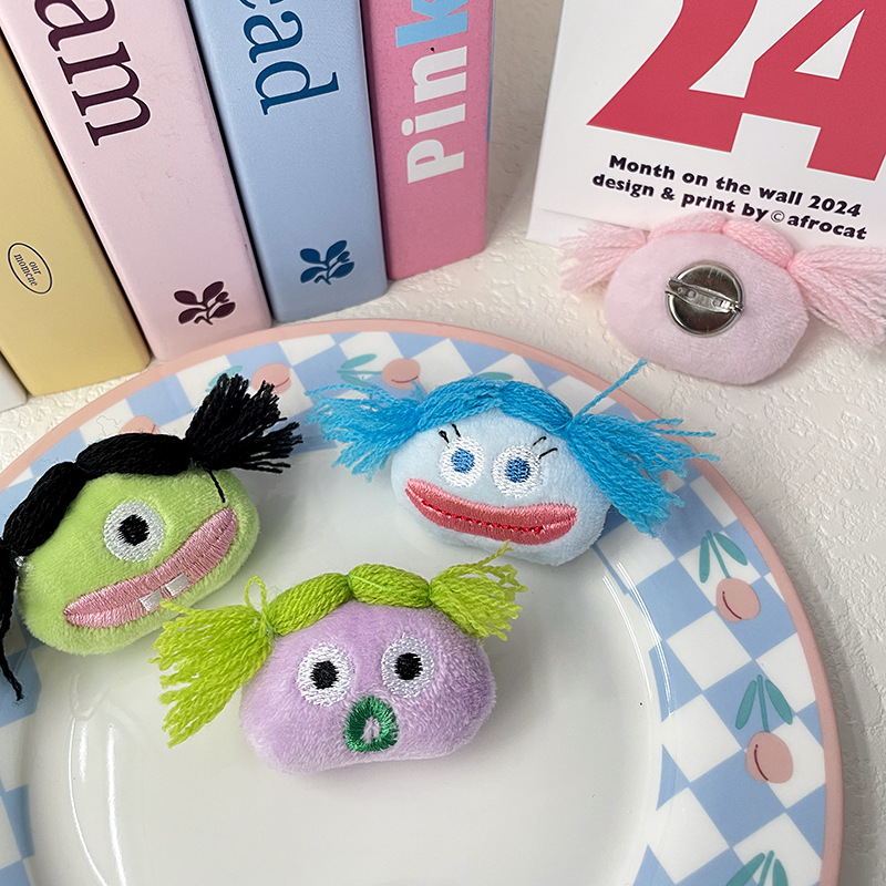 cute plush cartoon doll with pigtail