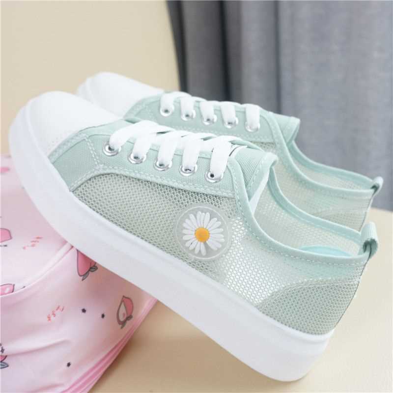 Daisy canvas shoes for women 2023 Summer new mesh shoes for junior high school students sneaker Korean style versatile breathable sneakers