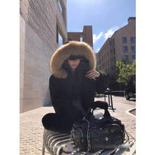 2025年新款黑色90白鸭绒貉子毛羽绒服女冬季短款韩系加厚保暖外套