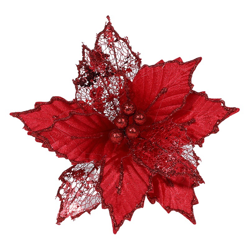 Hong Kong Heng Navidad 24cm oro rojo champán simulación Flor de Navidad hojas mixtas hecho a mano hoja de arce flor decorativa image 1