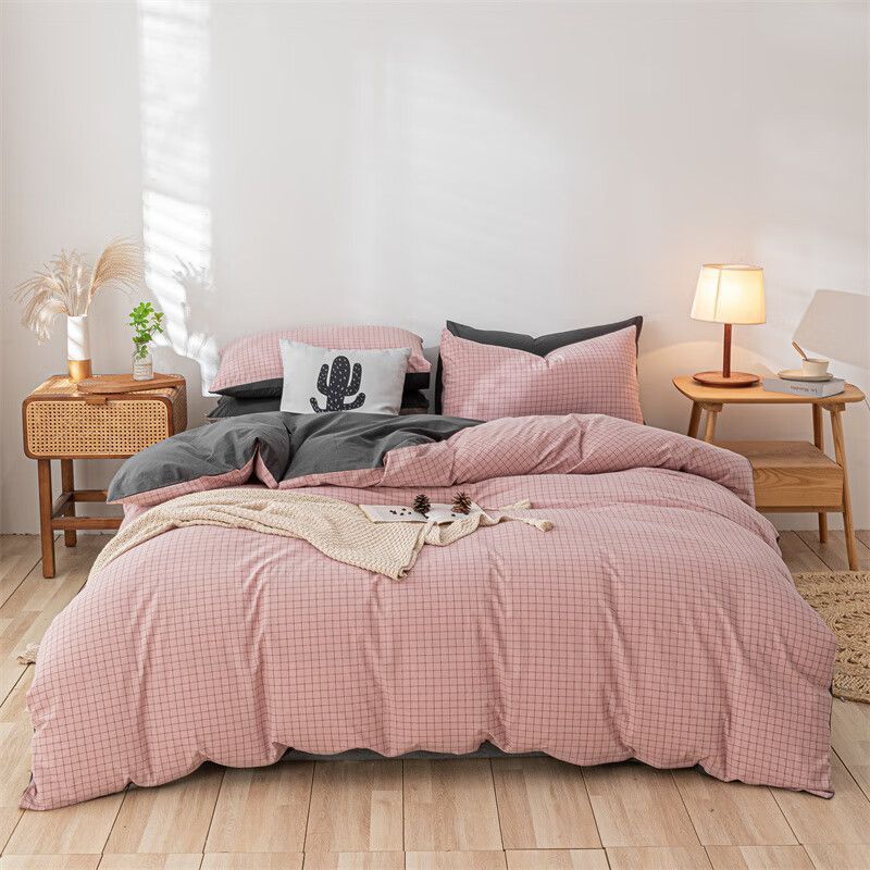 Cama de algodón lavado de algodón de clase A juego de cuatro piezas sábanas de edredón de algodón individual