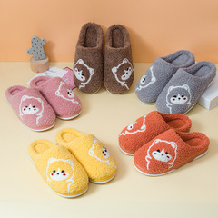 New style home cotton slippers indoor winter couple cute cartoon ladies warm plus velvet anti-slip slippers wholesale