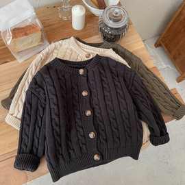 男童纯棉毛衣春秋儿童针织开衫外套2025秋季新款女孩上衣纯棉a类