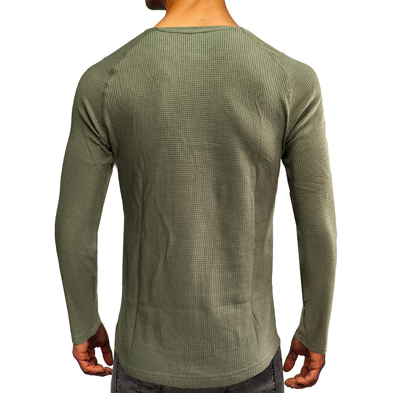 Men's T-shirt Long Sleeve Loose Fit Plain Basic Autumn Winter_voghion.com
