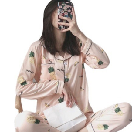 Cardigan Pijamas Mujer Otoño e Invierno Internet celebridad lindo traje de dos piezas de manga larga casual primavera coreana y otoño princesa estilo ropa para el hogar image 5