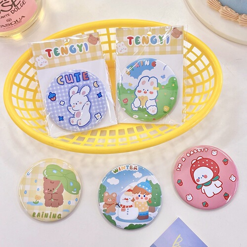 Small mirror cartoon cute portable makeup mirror small round mirror cartoon pattern round handheld mirror makeup mirror