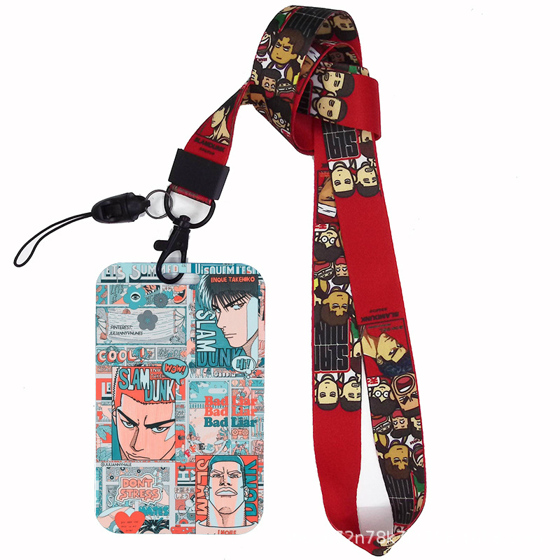 Dibujos animados japoneses slam dunk competencia nacional tarjeta de estudiante tarjeta de comida tarjeta de autobús cubierta certificado de trabajo titular de la cuerda del teléfono móvil