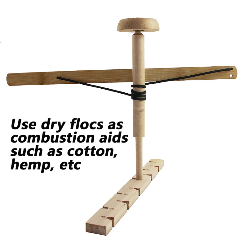 Wood Drilling Fire Starter Kit Outdoor Fire-Making Tool Manual Survival Teaching Ignition Equipment Storage Bag Outdoor