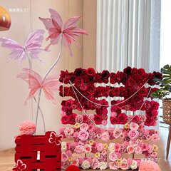 结婚立体花朵喜字摆件婚房布置花排套装婚礼酒店氛围装饰