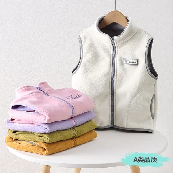 Cross-Border Children's Clothing Wholesale Children's Fleece Vests for Boys and Girls, Thickened for Autumn and Winter, Warm for Spring and Autumn, Suitable for Both Inner and Outer Wear