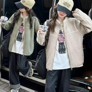 青少年冲锋衣内胆中校服神器宽松双面摇粒绒外套加厚保暖拉链衫潮