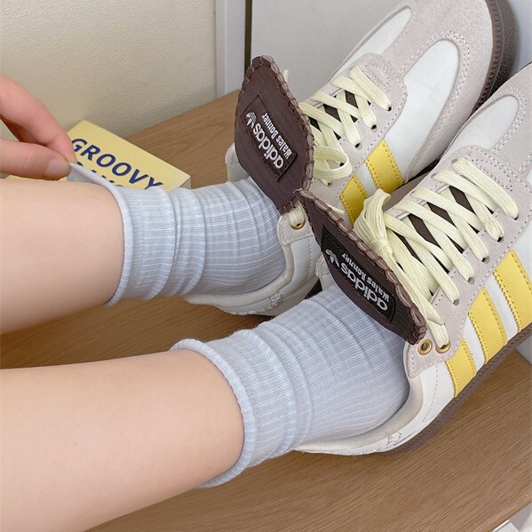Anti-pilling spring and summer boneless solid color curling vertical strip women's confinement socks thin breathable cotton loose tube piled socks Anti-pilling spring and summer boneless solid color curling vertical strip women's confinement socks thin breathable cotton loose tube piled socks