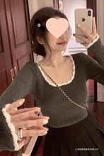 法式低圆领针织衫女秋季复古气质打底衫修身显瘦套头毛衣内搭上衣